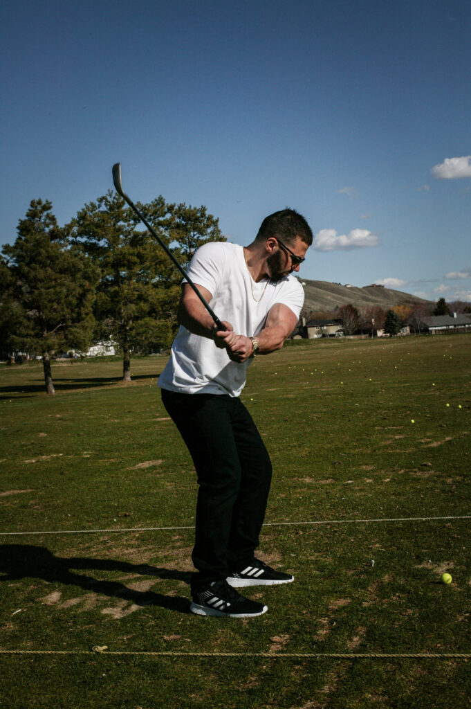 Adam Esposito golfing in Boise, Idaho